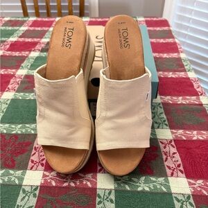 TOMS ADRIA Cream Canvas Slide Sandals Women's size 10-NEW